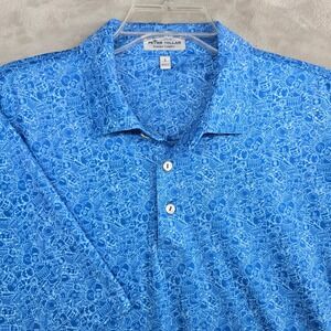 Peter Millar Summer Comfort Polo Mens Large Blue Music Heritage Performance Golf